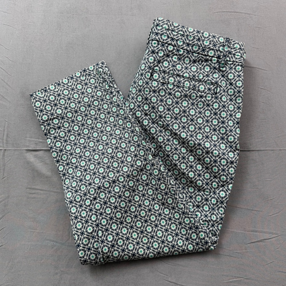 Khakis & Company Womens Size 4 Geometric Medallion Print Straight Leg Pants Navy
